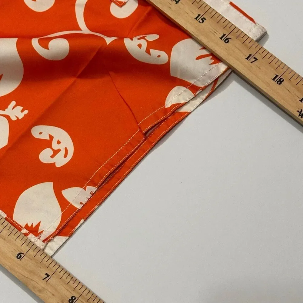 Chalaco Hibiscus Floral Swim Trunks Orange and White | Men Size 12/Medium